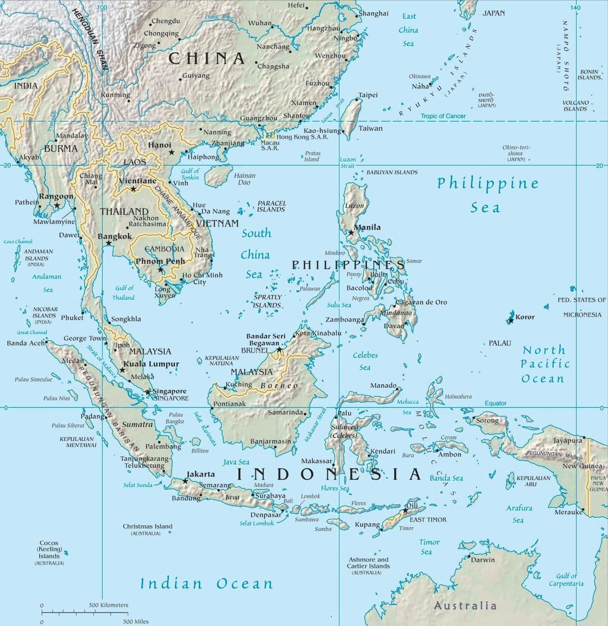 mapa malajsie v asii