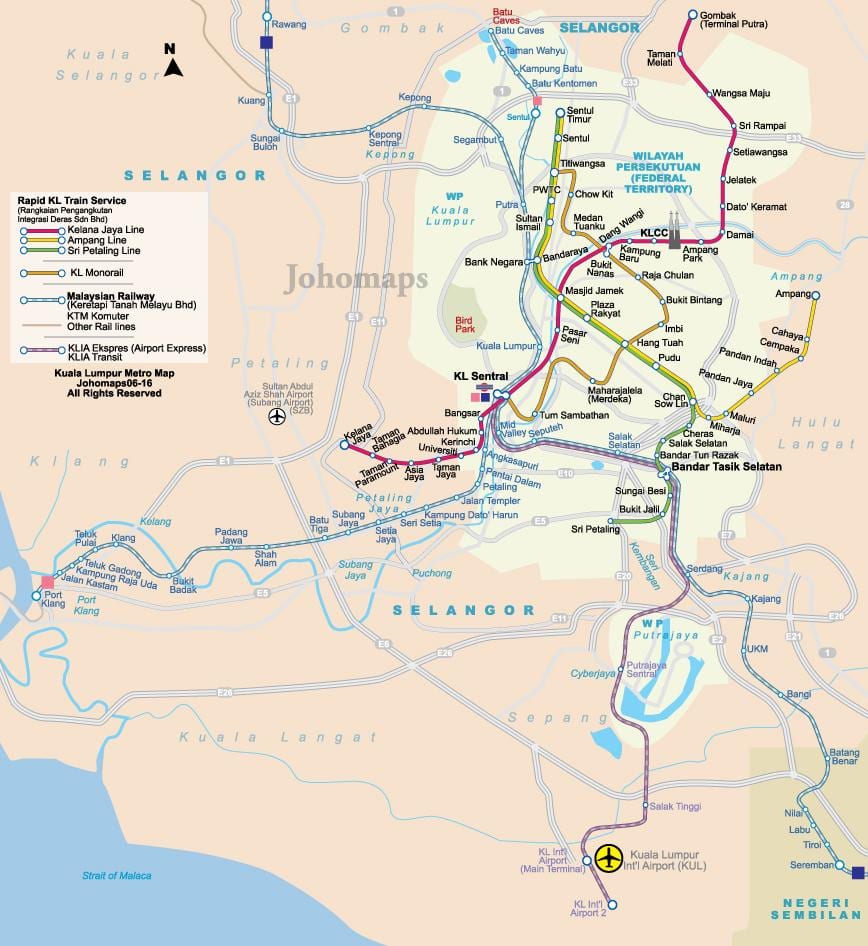 malajsie mapa metra