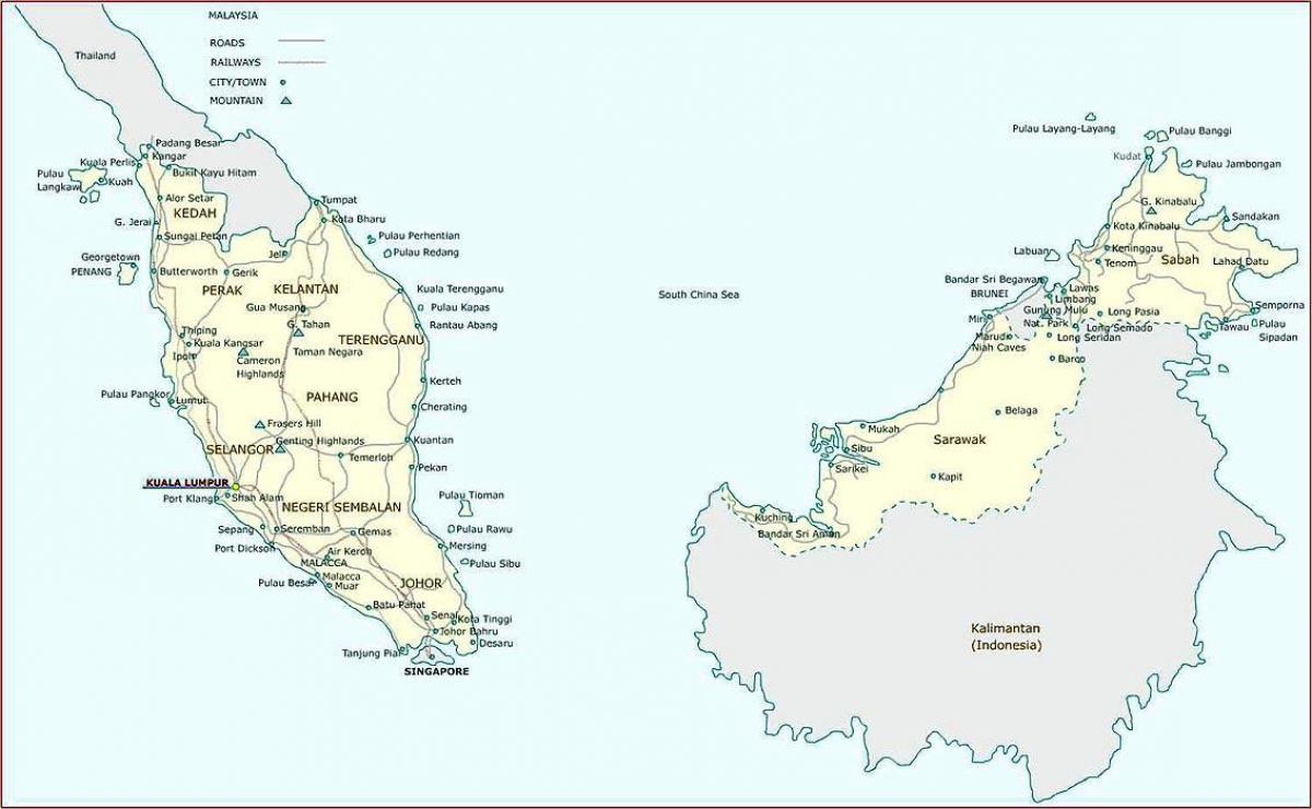 malajsie mapa města