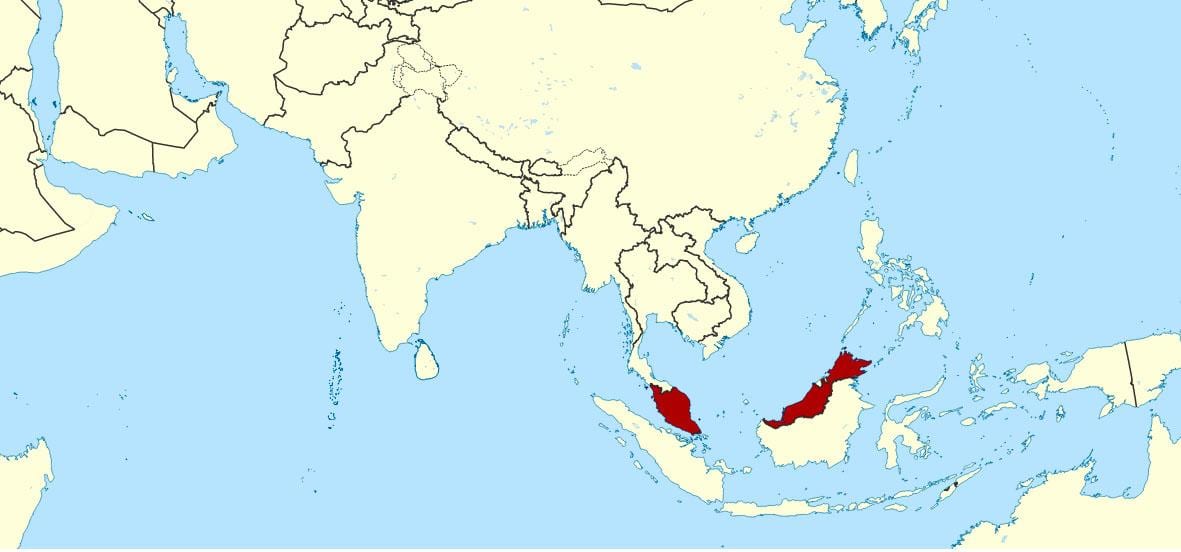 mapa ukazuje malajsie
