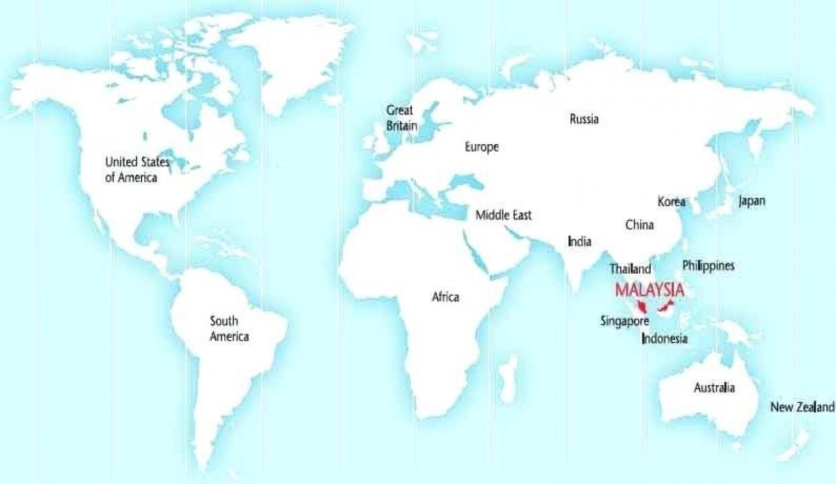 mapa světa ukazuje, malajsie