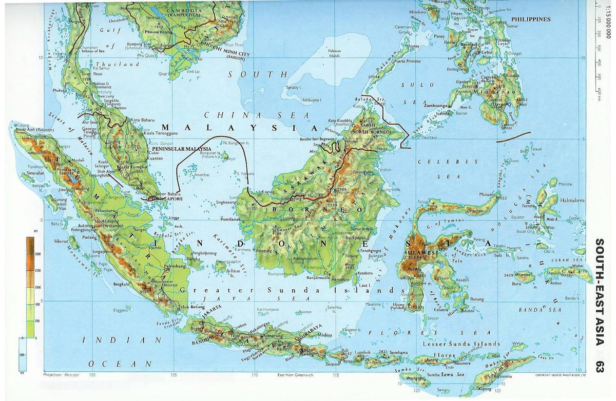 mapa malajsie topografické
