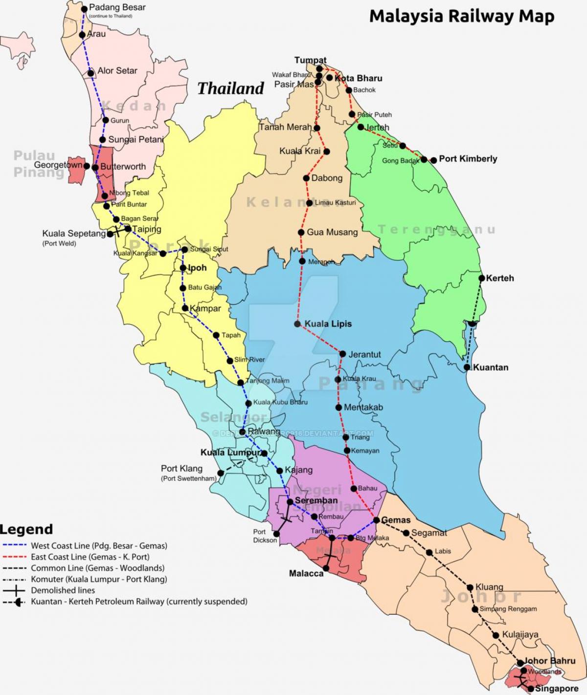 mapa vlak malajsie