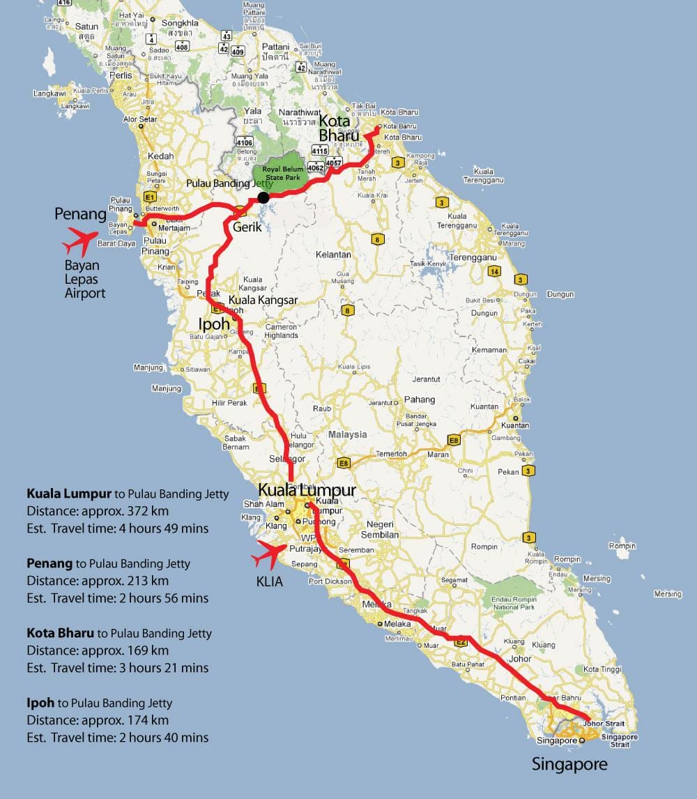 mapa malajsie západním pobřeží