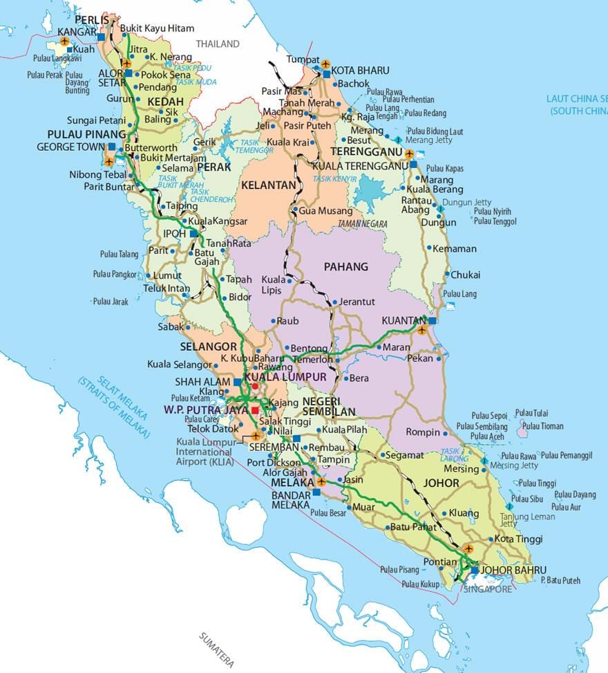 penisular malajsie mapě