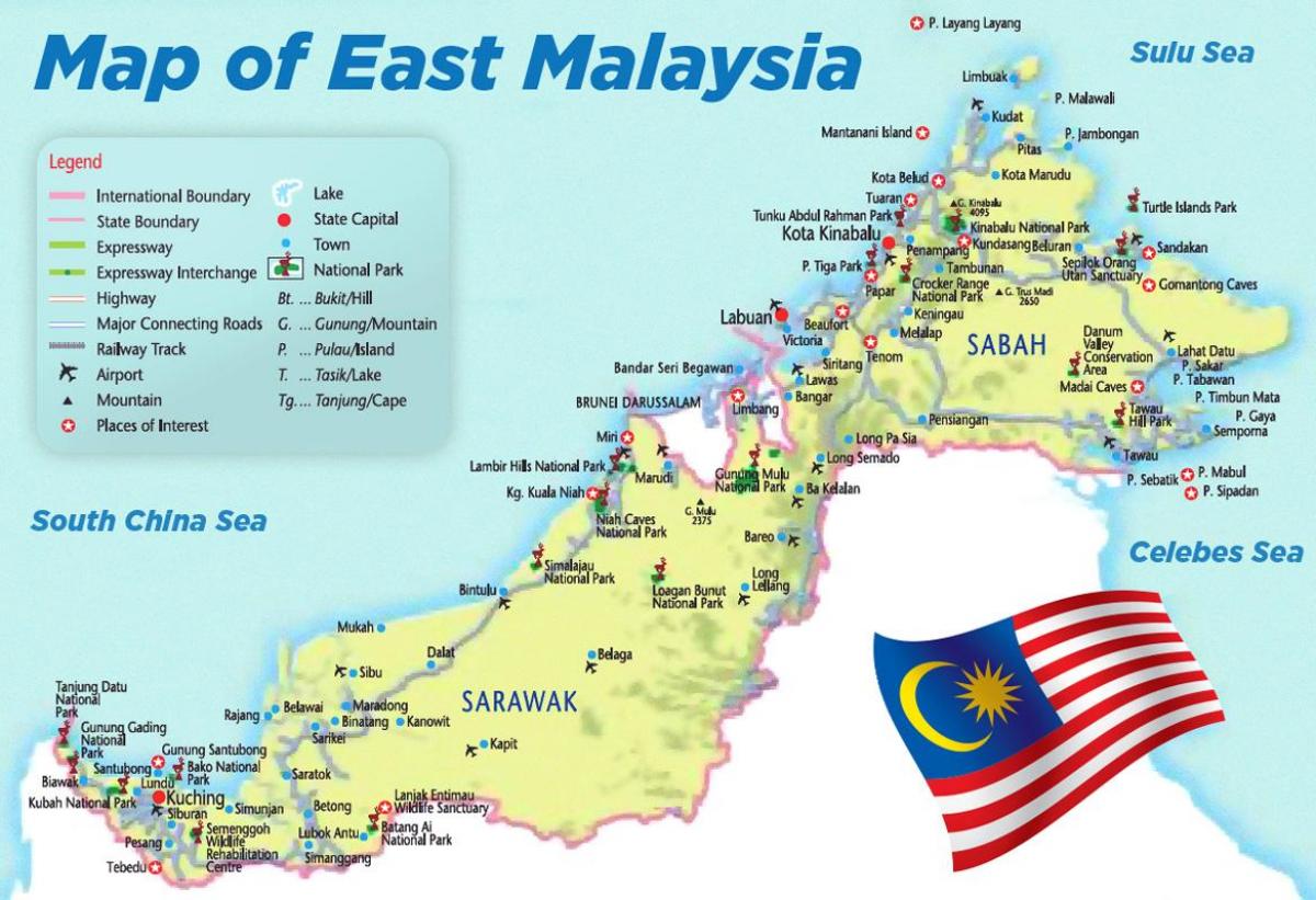 mapa východní malajsie