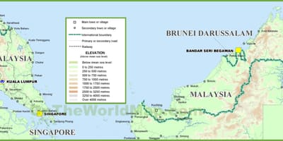 Malajsie geografie mapě