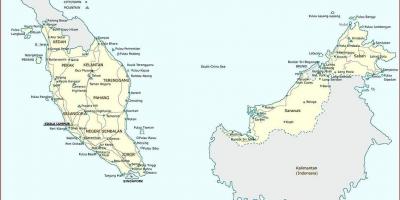 Malajsie mapa města