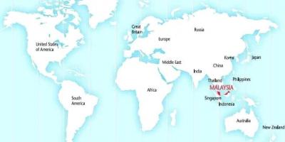 Mapa světa ukazuje, malajsie