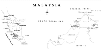 Mapa obrys mapy malajsie s státní hranice