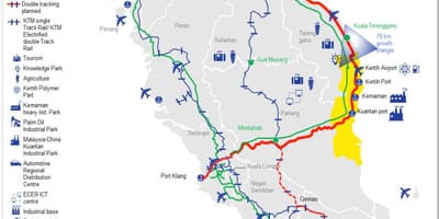 Mapa vysokorychlostní železniční trasy malajsie